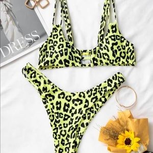 Neon green cheetah bikini